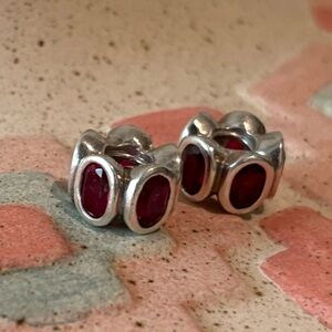 Set of Two Pandora Retired Red Oval Lights Charms